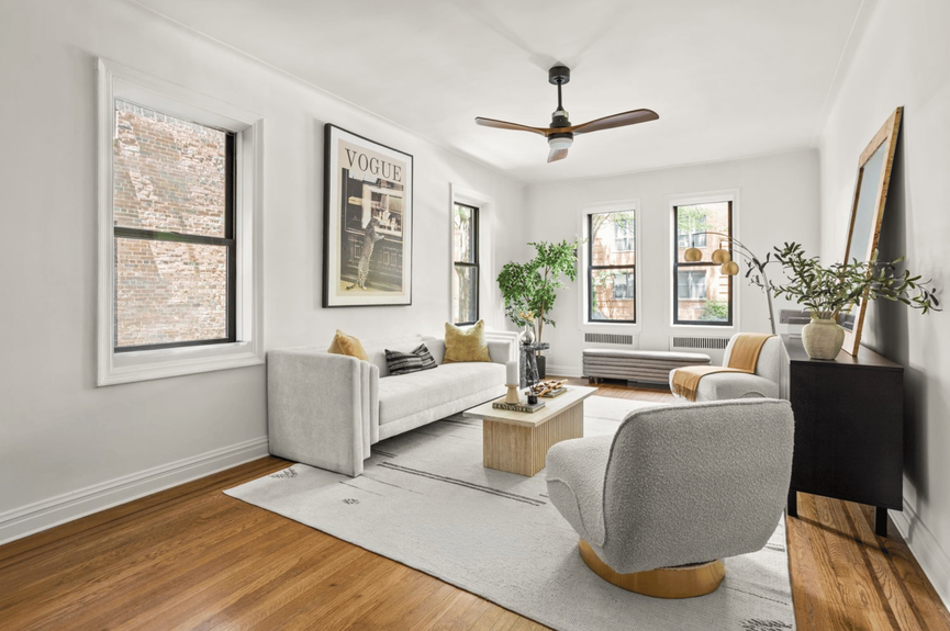 Living room at 84-12 35th Ave, Unit 1B, a co-op apartment in Jackson Heights, Queens (11372)