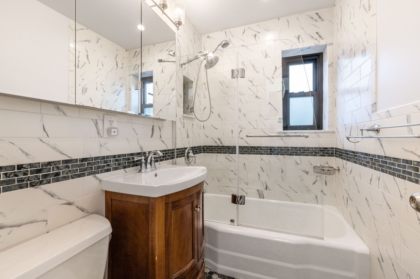 Bathroom at 34-10 94th St, Unit 6G, a co-op apartment in Jackson Heights, Queens (11372)