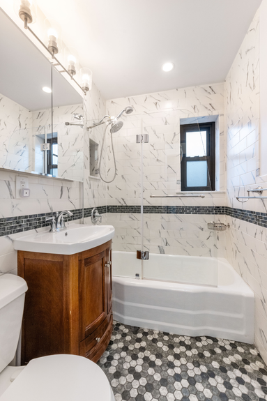 Bathroom at 34-10 94th St, Unit 6G, a co-op apartment in Jackson Heights, Queens (11372)