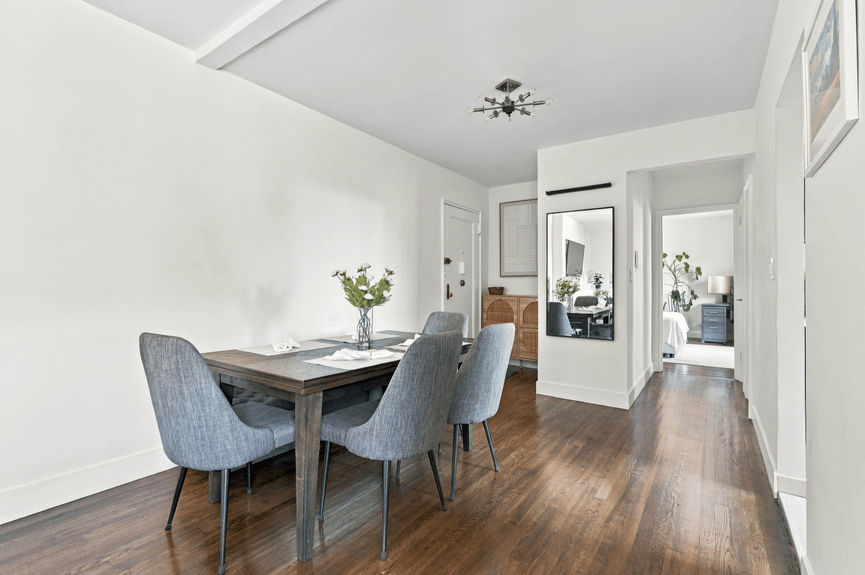 Dining Area, Foyer, and Hall at 88-09 Northern Blvd, Unit 506, a co-op apartment in Jackson Heights, Queens (11369).