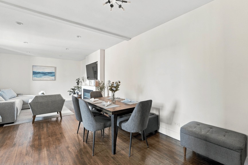 Living room and Dining Area at 88-09 Northern Blvd, Unit 506, a co-op apartment in Jackson Heights, Queens (11369).