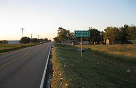 Picture of Fairshilds Texas State road sign