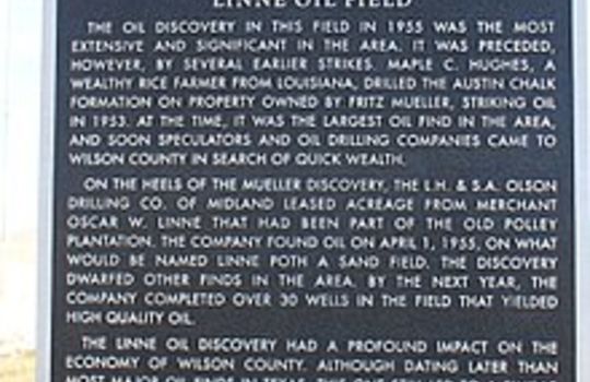Sutherland Springs Texas Historical Marker Linne Oil Field