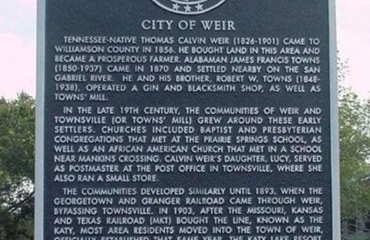 Picture of Texas Historical Marker for Weir Texas
