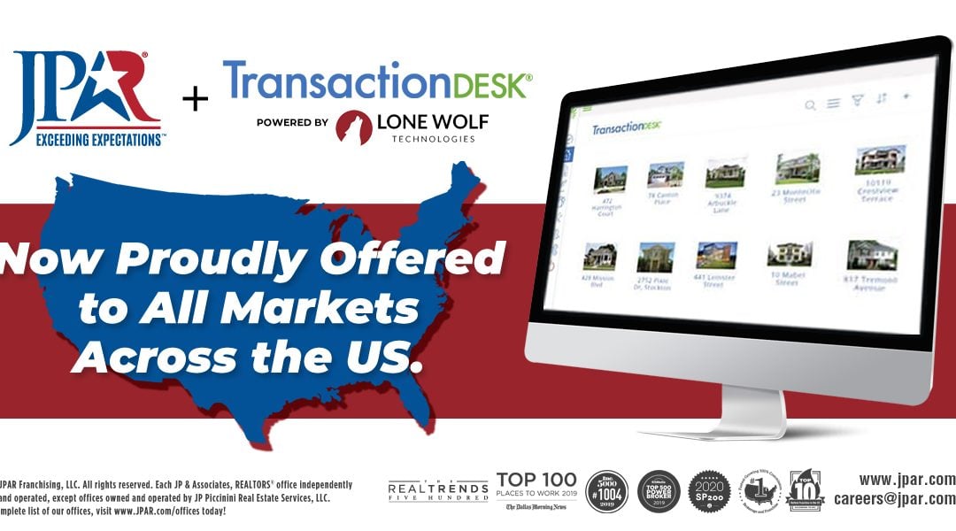 JP & Associates REALTORS® to Provide TransactionDesk, Powered by Lone Wolf, Nationwide