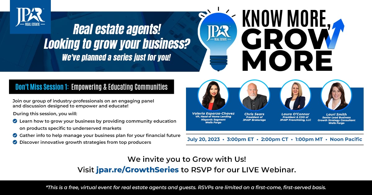 JPAR® - Real Estate Presents Virtual Event for Real Estate Agents: "Know More, Grow More" Series
