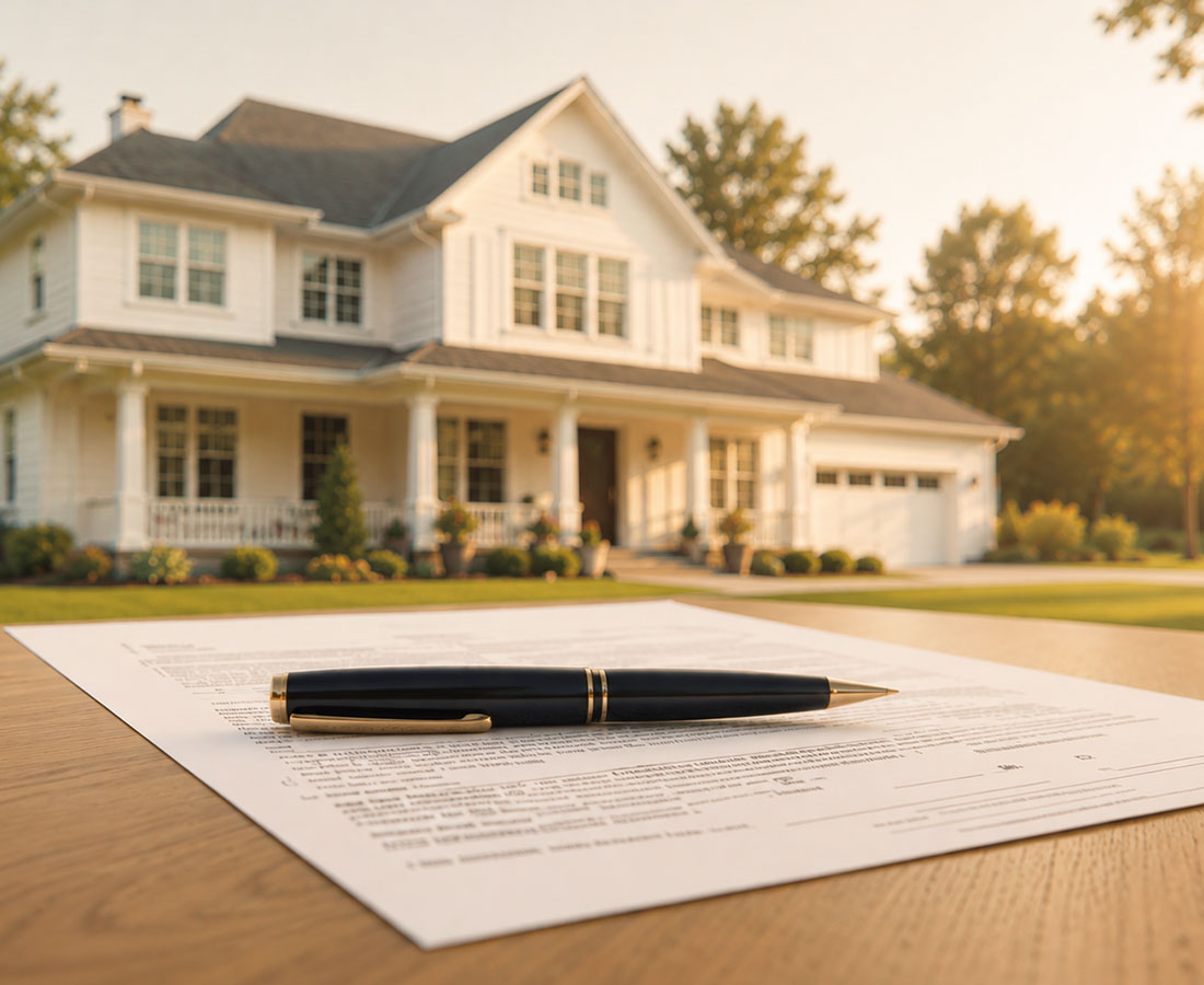 contract-pen-on-table-in-front-of-home