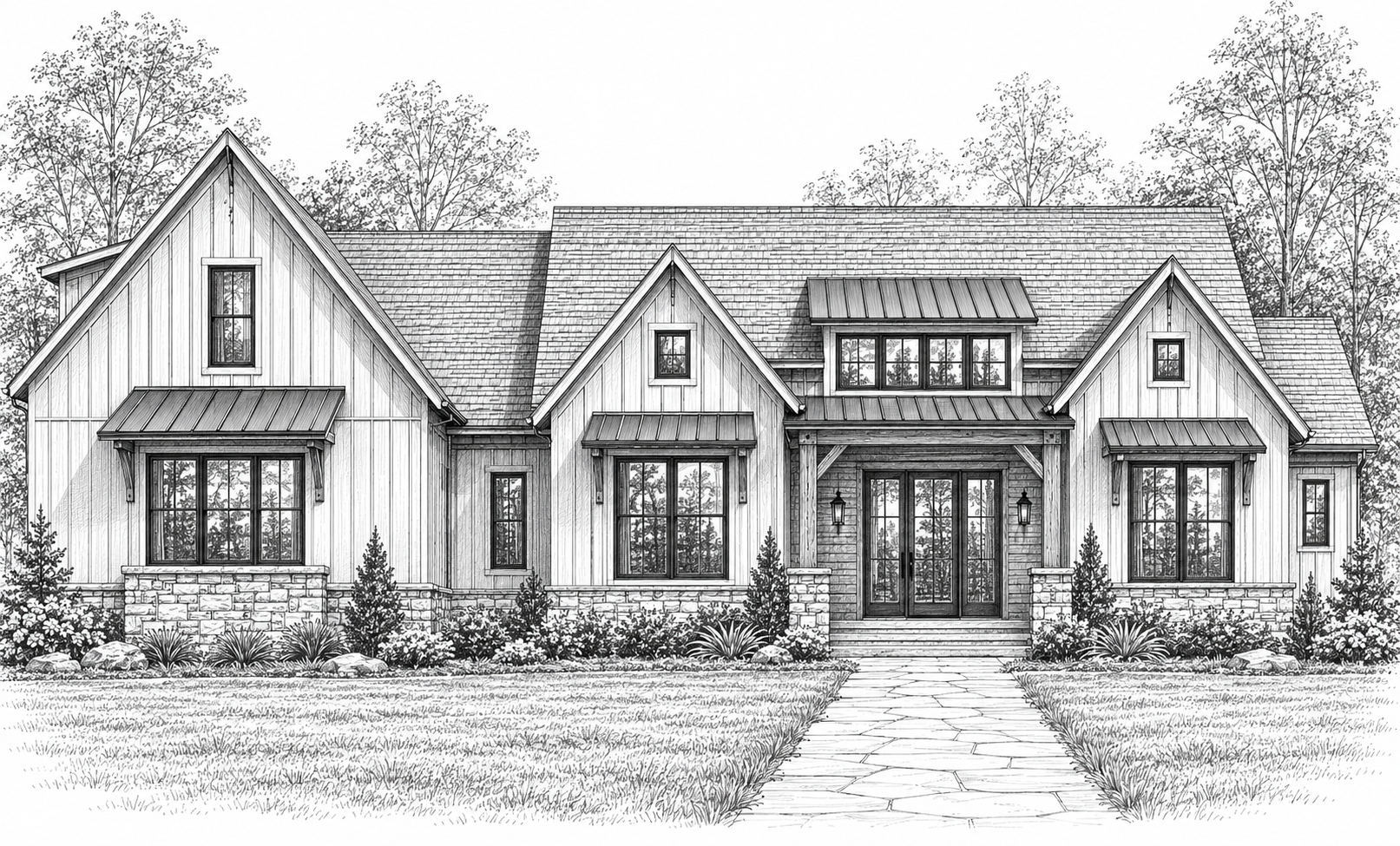 house sketch modern cottage farmhouse