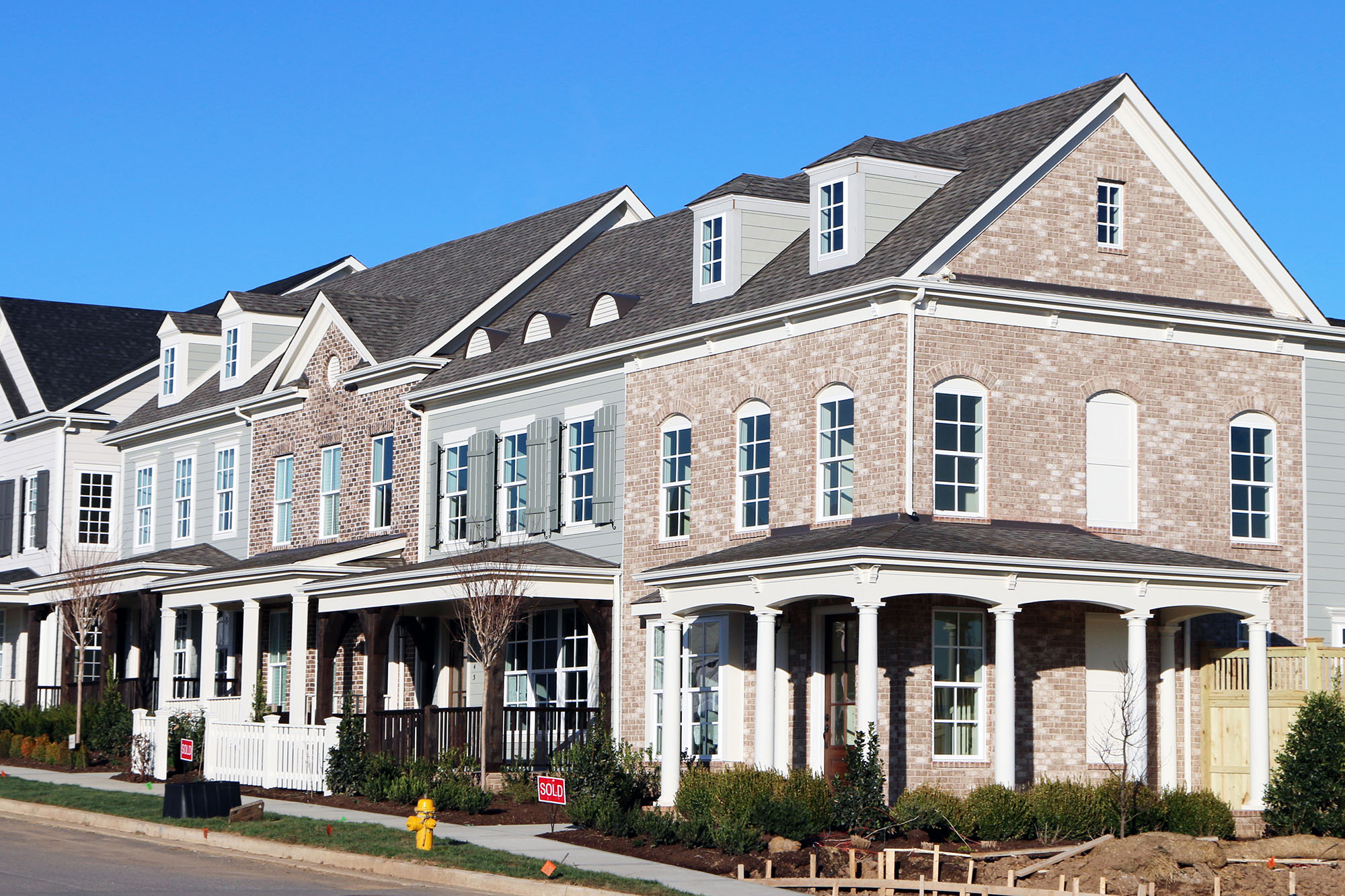 Row houses under construction