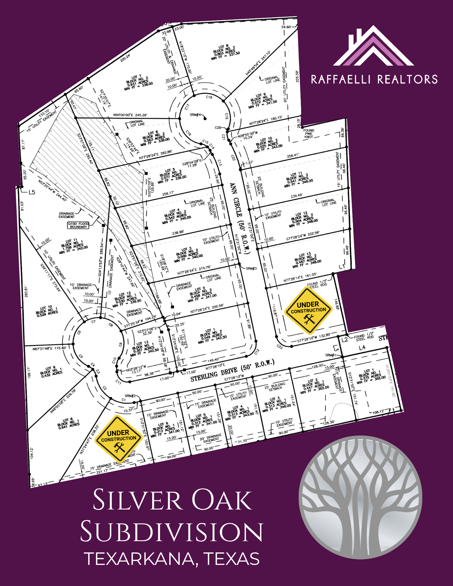 Silver Oaks Subdivision Lot Map