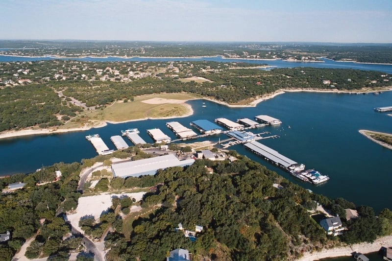Covered docks at Hurst Harbor in Lakeway, TX
