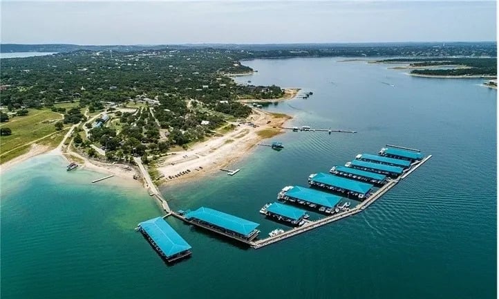 Paradise Cove Marina boat slips on Lake Travis
