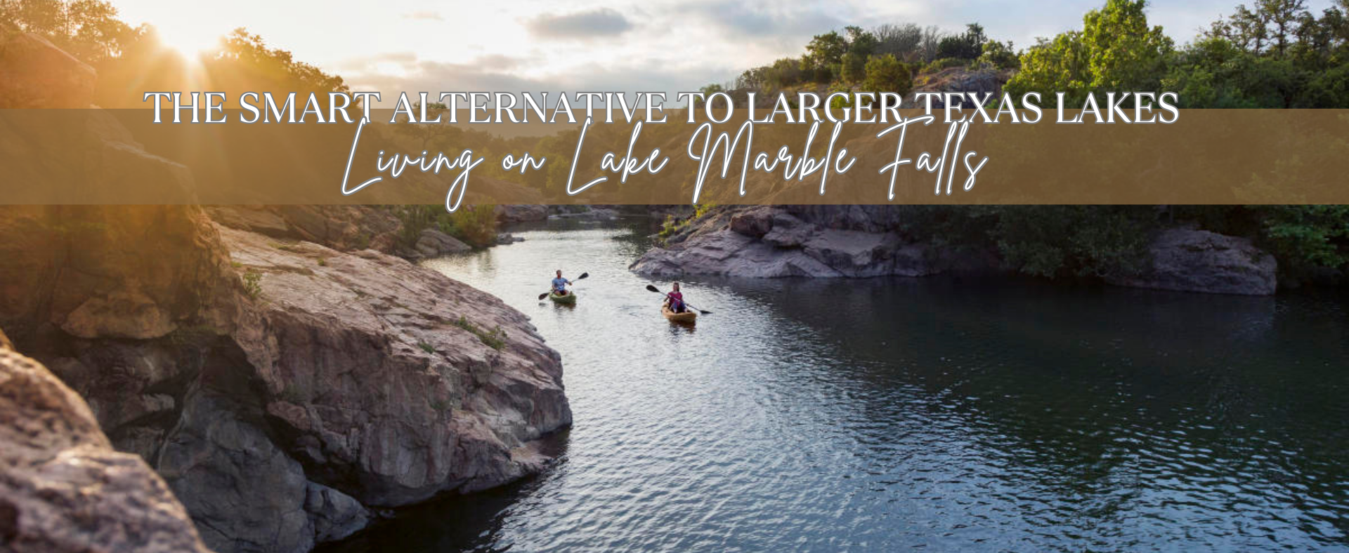 Lake Marble Falls waterfront homes with calm water and scenic Texas Hill Country views near Marble Falls town